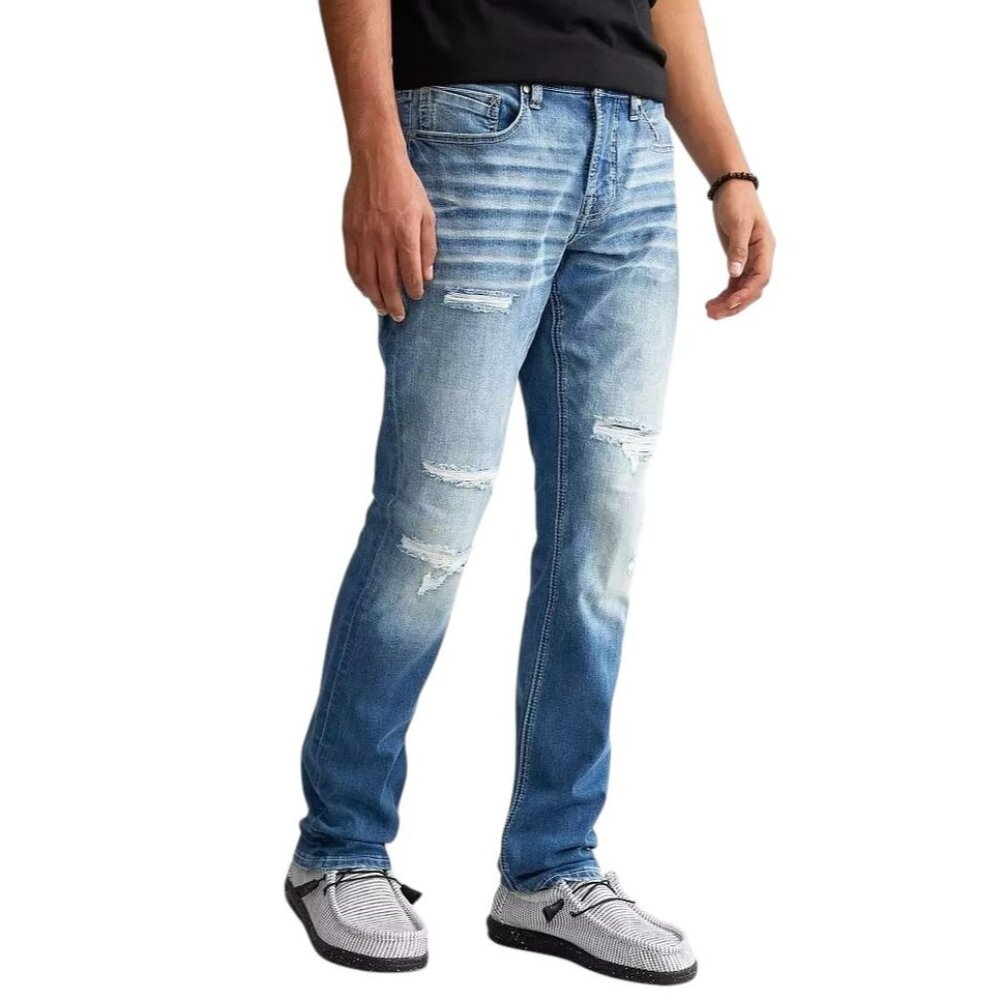 Buckle Departwest Seeker Taper Stretch Jean MEN’S‎ 34×34 Medium Wash Distressed